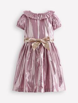 Mini Boden Kids' Short Sleeved Fit and Flare Dress, Pink - view 2, Pink