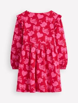 Mini Boden Kids' Posie Cotton Long Sleeve Dress, Red Festive Fun - view 2, Red Festive Fun