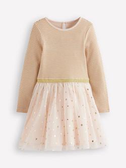 Mini Boden Kids' Twirly Tulle Party Dress, Ivory/Gold Confetti, Ivory/ Gold Confetti
