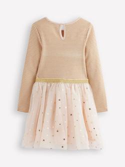 Mini Boden Kids' Twirly Tulle Party Dress, Ivory/Gold Confetti - view 2, Ivory/ Gold Confetti