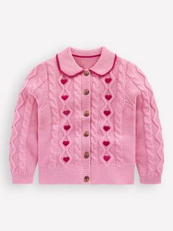 Mini Boden Kids' Cotton Cable Knit Jacket, Formica Pink, Formica Pink