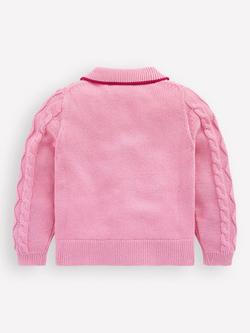 Mini Boden Kids' Cotton Cable Knit Jacket, Formica Pink - view 2, Formica Pink