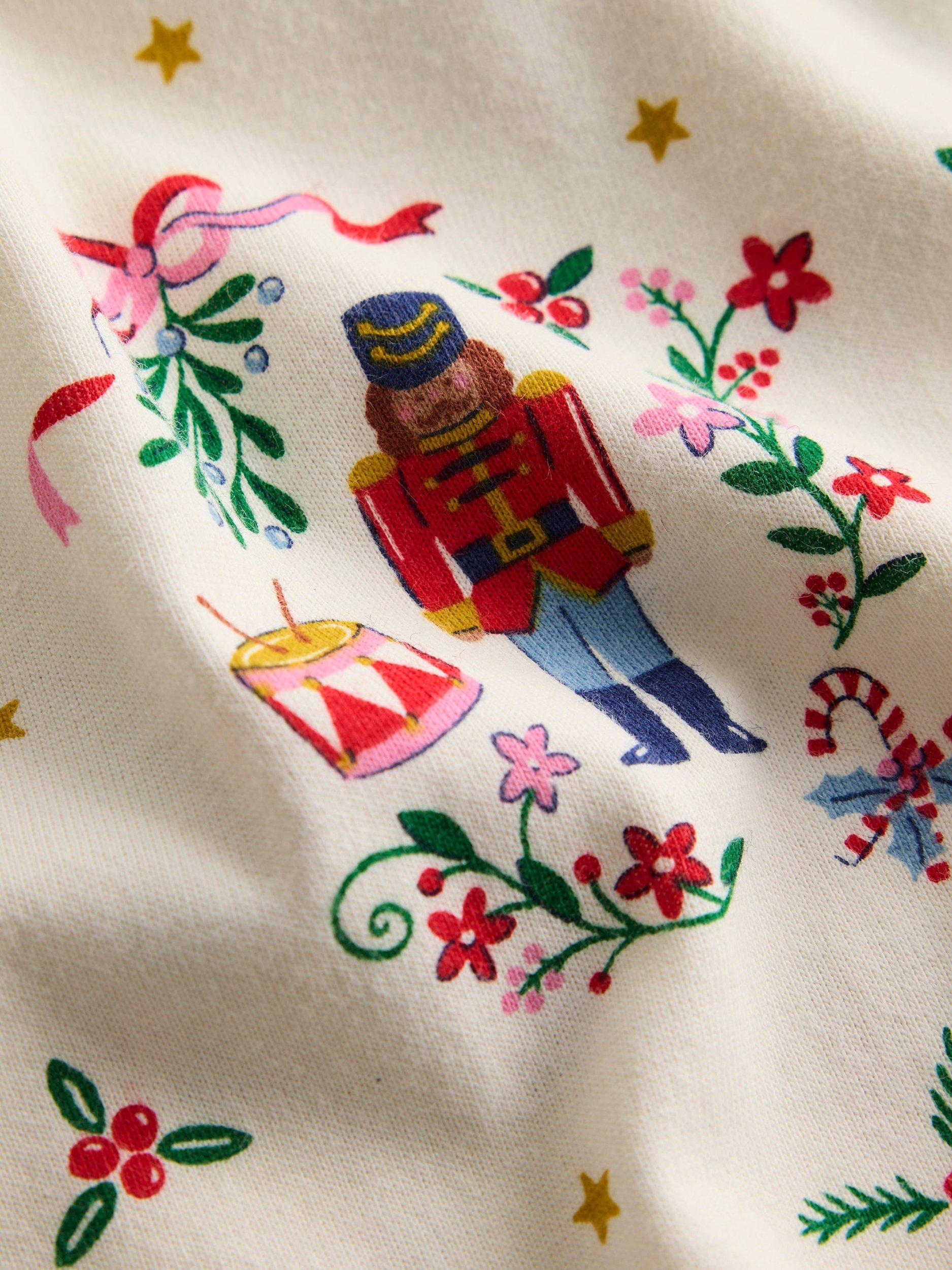 Product image 3 of 3, which shows Mini Boden Kids' Printed Long Sleeve Nightdress, Ivory Nutcracker, 5-6 years