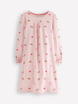 Mini Boden Kids' Printed Long Sleeve Nightdress, Chalk Pink Parisien, Chalk Pink Parisien