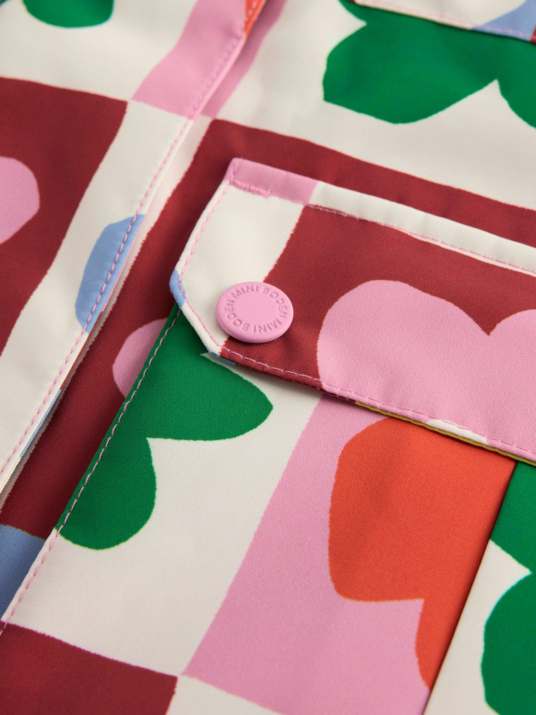 Product image 3 of 7, which shows Mini Boden Kids' All-weather Waterproof Coat, Multi Flower Check, 10-11 years