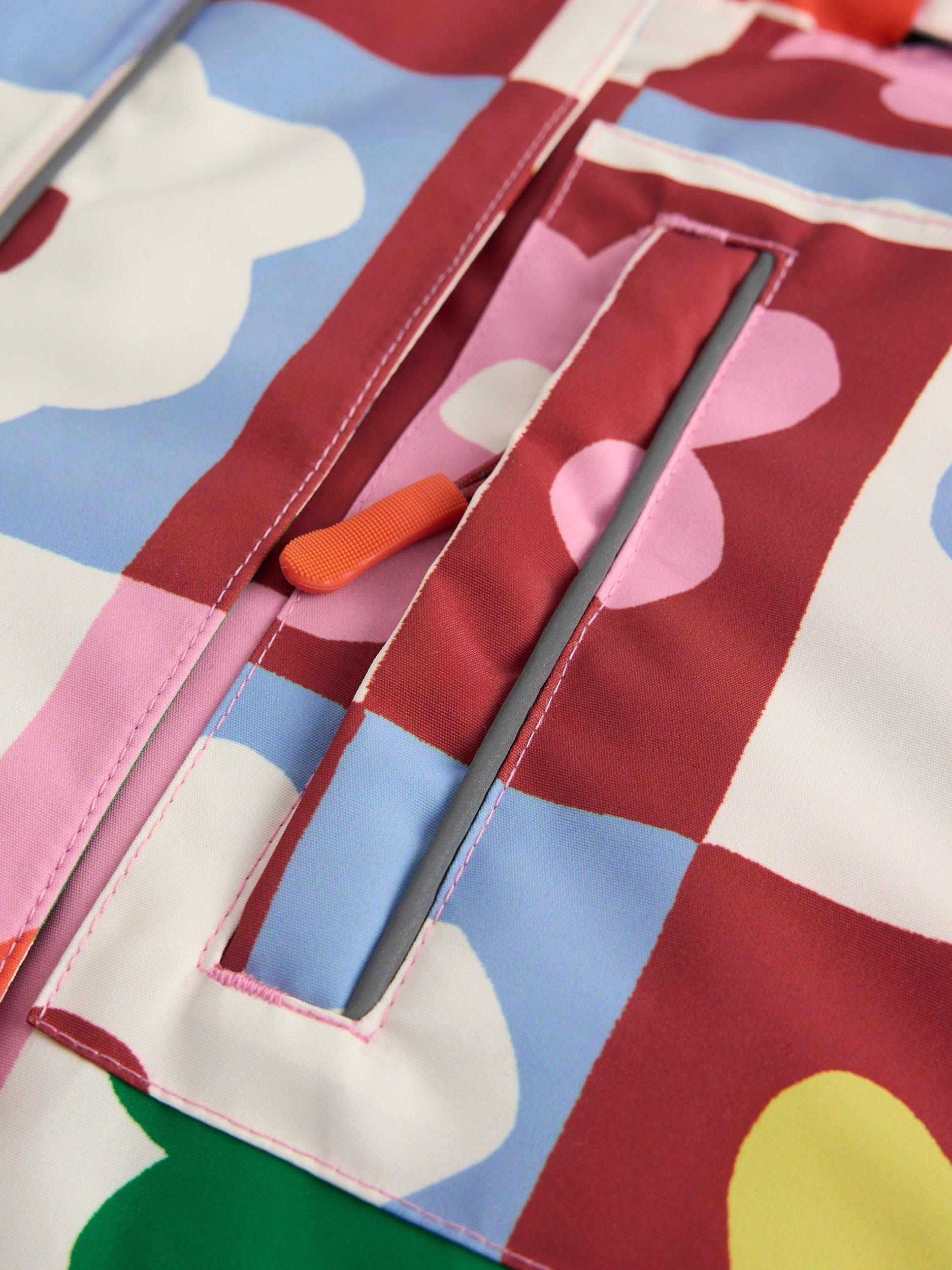 Product image 4 of 7, which shows Mini Boden Kids' All-weather Waterproof Coat, Multi Flower Check, 10-11 years