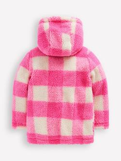 Mini Boden Kids' Borg Duffle Coat, Azalea Pink Gingham - view 2, Azalea Pink Gingham