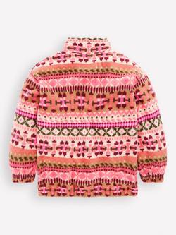 Mini Boden Kids' Relaxed Zip Neck Fair Isle Fleece, Pink Aztec Geo - view 2, Pink Aztec Geo