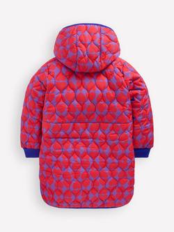 Mini Boden Kids' Longline Quilted Coat, Purple Heart Print - view 2, Purple Heart Print