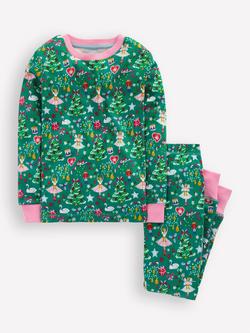 Mini Boden Kids' Cotton Glow-in-the-Dark Snug Pyjama Set, Green Nutcracker, Green Nutcracker