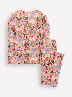 Mini Boden Kids' Cotton Snug Long John Pyjama Set, Pink Swan - view 2, Pink Swan