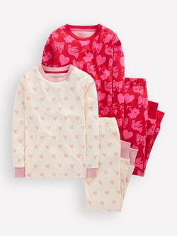 Mini Boden KIds' Cotton Snug Pyjama Set, Pack of 2, Heart Bow Print, Heart Bow Print
