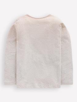 Mini Boden Kids' Riso Cotton Graphic Long Sleeve T-Shirt, Oatmeal Marl Dogs - view 2, Oatmeal Marl Dogs