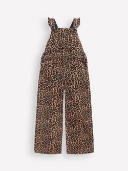 Mini Boden Kids' Frill Dungarees, Leopard, Leopard