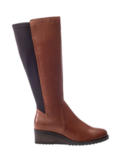 Moda in Pelle Rayna Leather Wedge Heel Knee High Boots, Tan, Tan