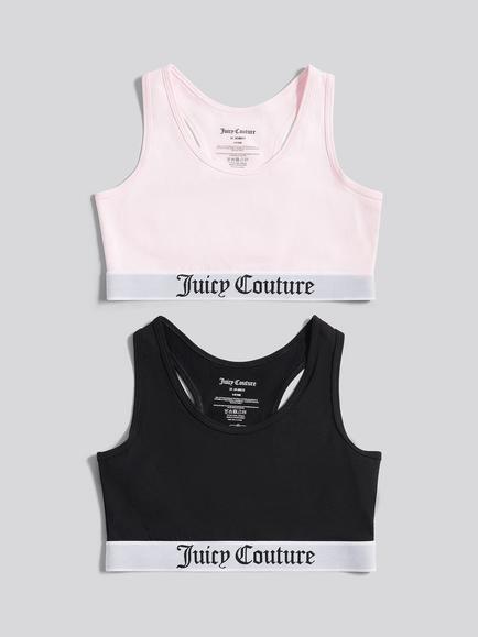 Juicy Couture Kids' Jersey Crop Top, Pack of 2, Black/Cherry Blossom