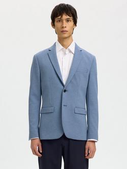Selected Aitor Single Breasted Slim Fit Jersey Suit Jacket, Light Blue, Light Blue