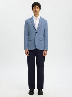 Selected Aitor Single Breasted Slim Fit Jersey Suit Jacket, Light Blue - view 2, Light Blue