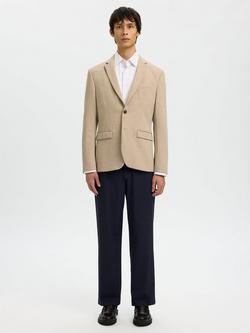 Selected Aitor Single Breasted Slim Fit Jersey Suit Jacket, Sand - view 2, Sand