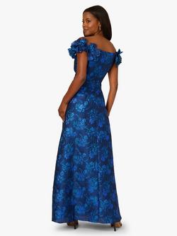 Adrianna Papell Floral Jacquard Maxi Dress, Navy/Blue Multi - view 2, Navy/Blue Multi
