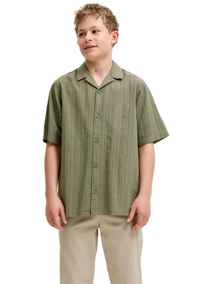 Jack & Jones Kids' Tyson Short Sleeved Shirt, Vetiver, Vetiver
