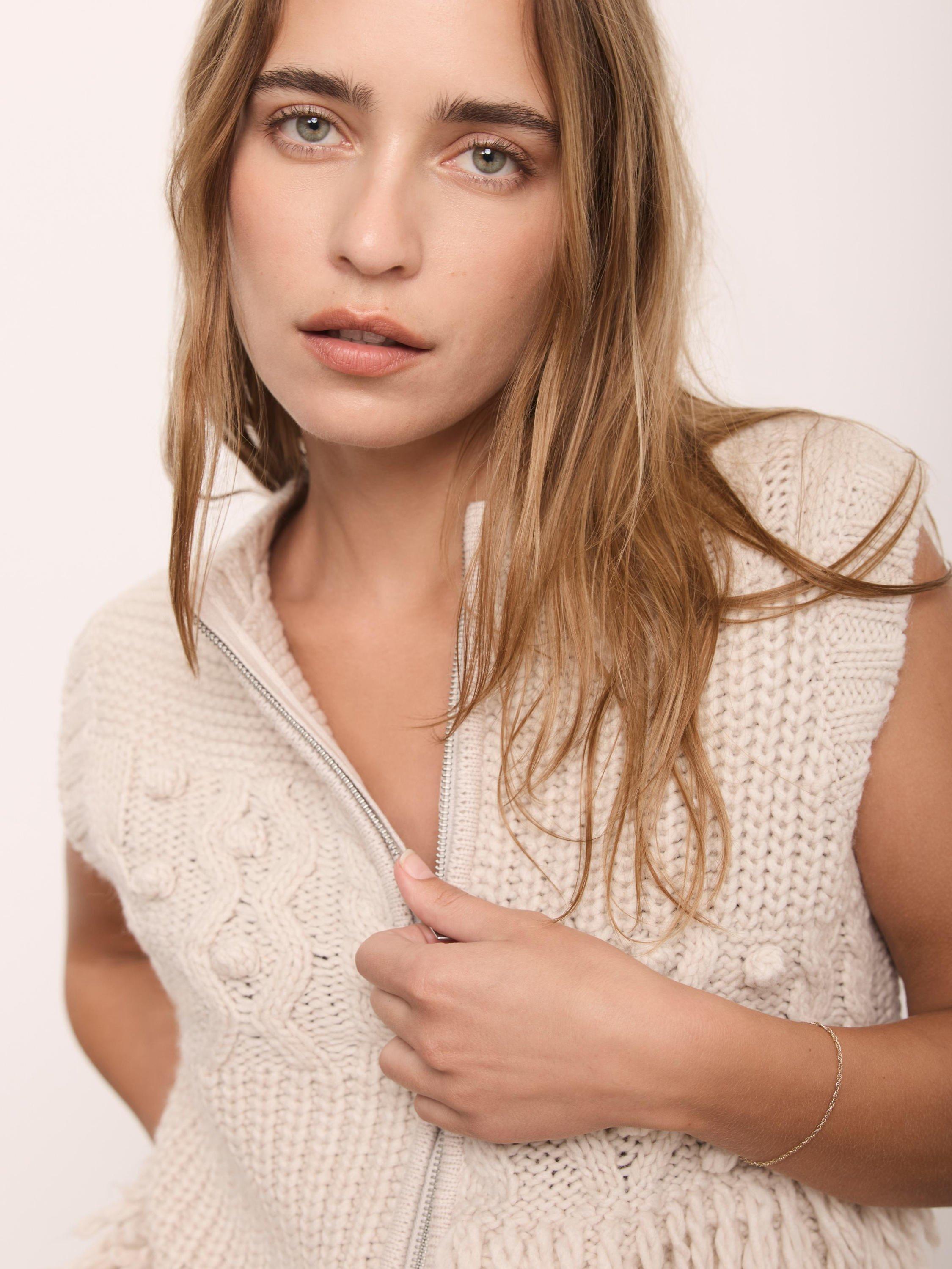 Product image 4 of 7, which shows Mint Velvet Sleeveless High Neck Knit Top, Natural, M