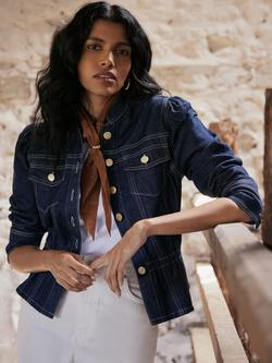 Mint Velvet Long Sleeve Denim Jacket, Blue Navy