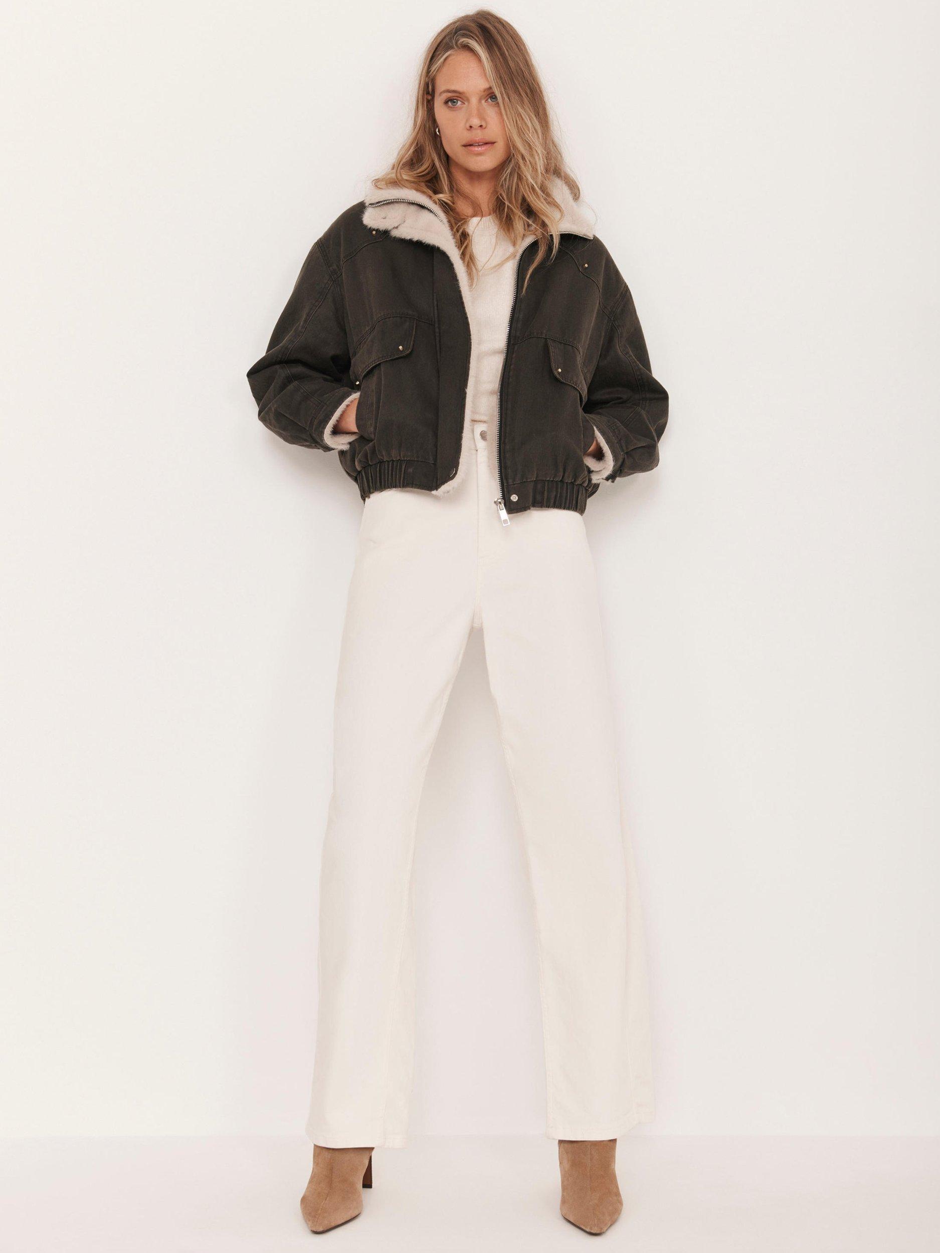 Product image 2 of 8, which shows Mint Velvet Wax Cotton Blend Bomber Jacket , Green/Multi, XL