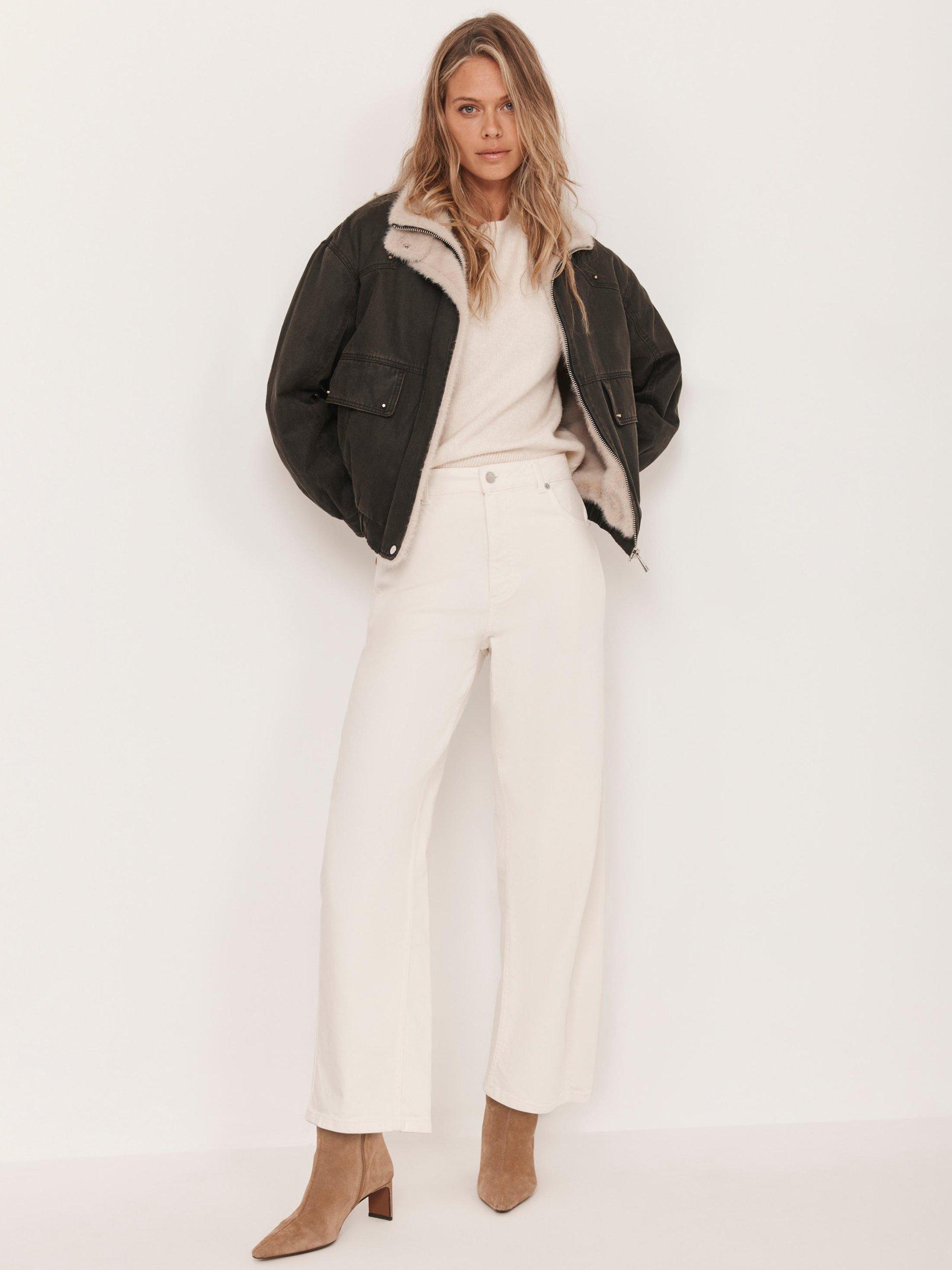 Product image 5 of 8, which shows Mint Velvet Wax Cotton Blend Bomber Jacket , Green/Multi, XL