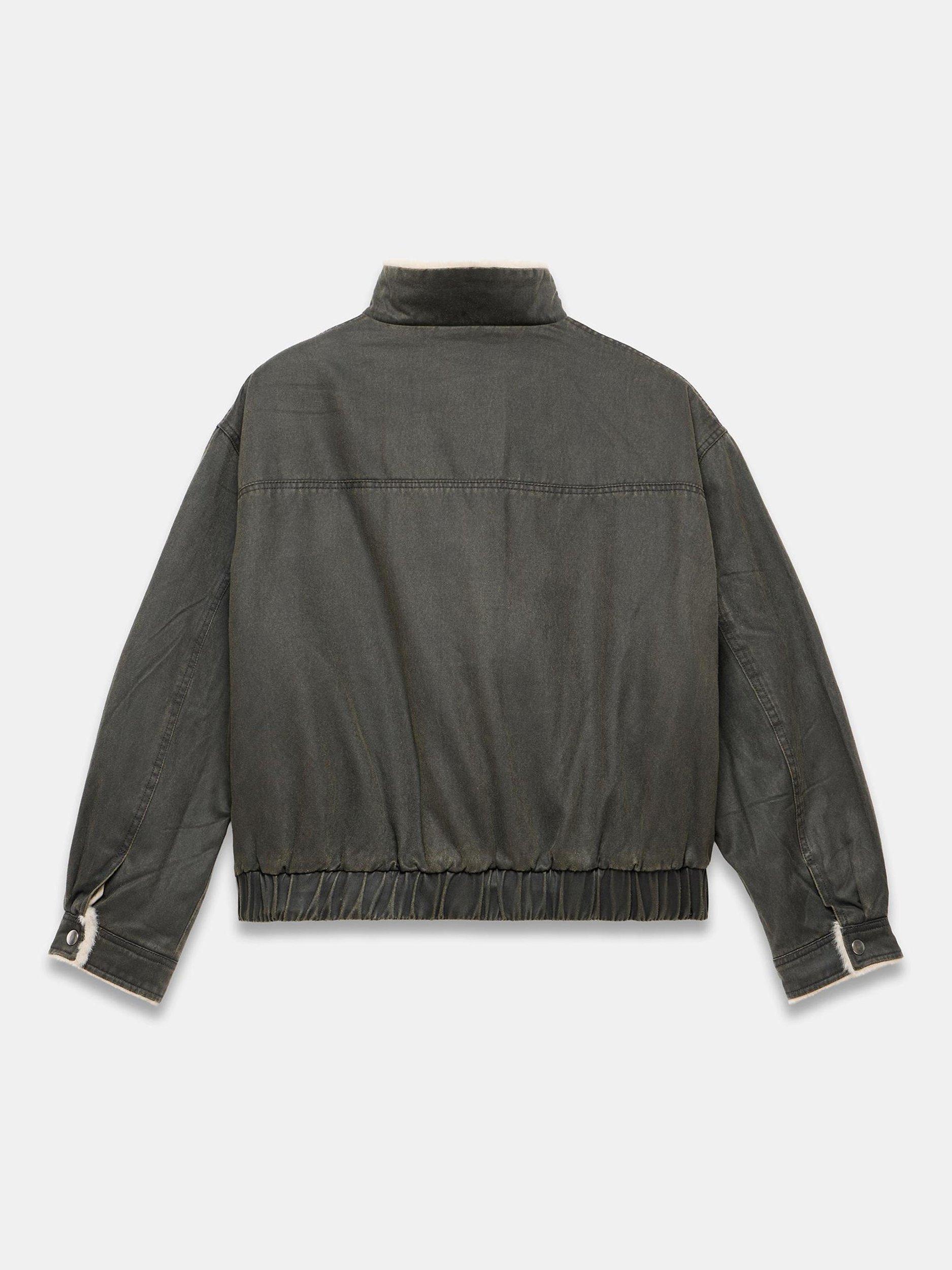 Product image 8 of 8, which shows Mint Velvet Wax Cotton Blend Bomber Jacket , Green/Multi, XL