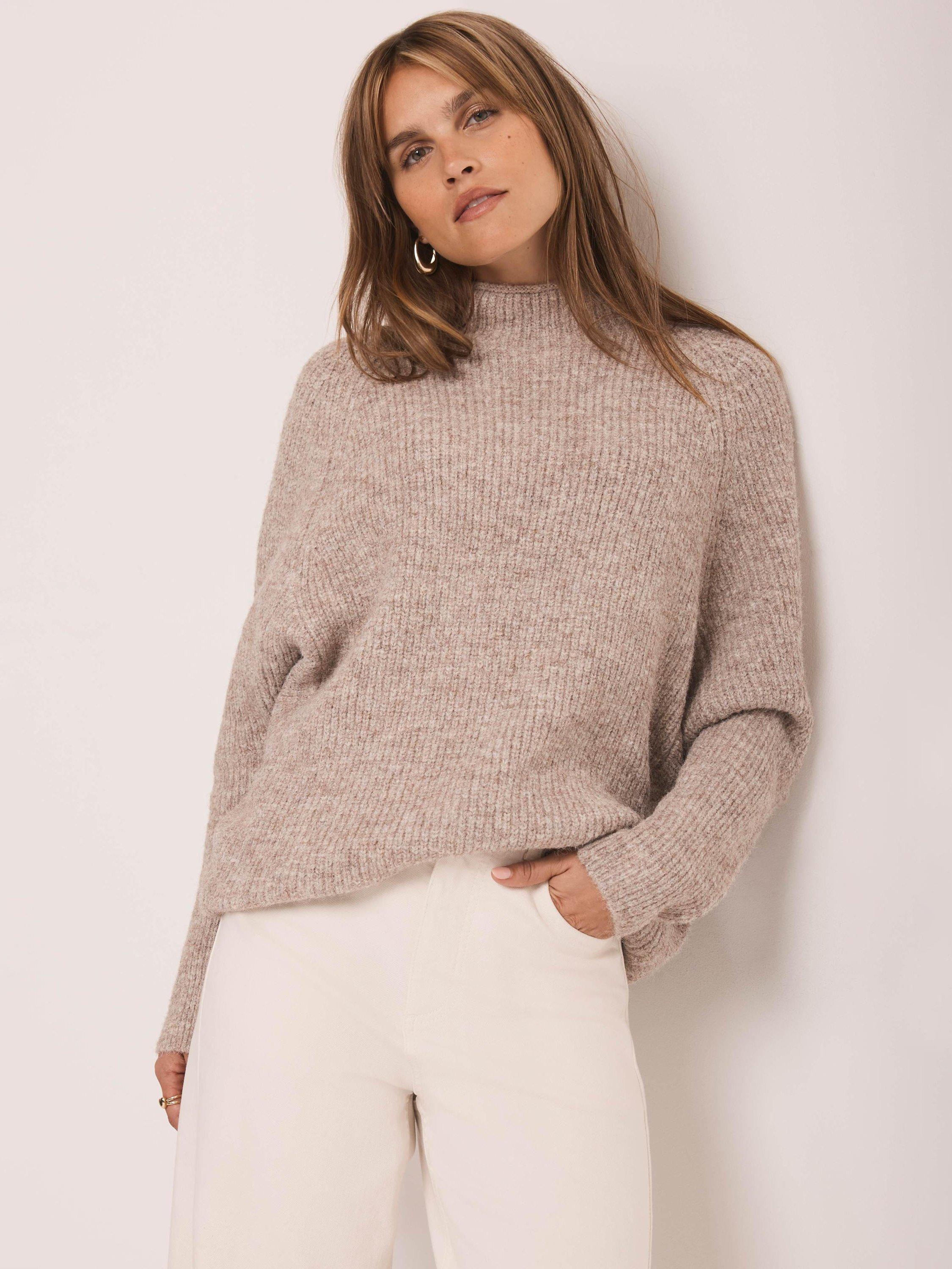 Product image 6 of 8, which shows Mint Velvet Zip Detail High Neck Jumper, Brown Camel, XL