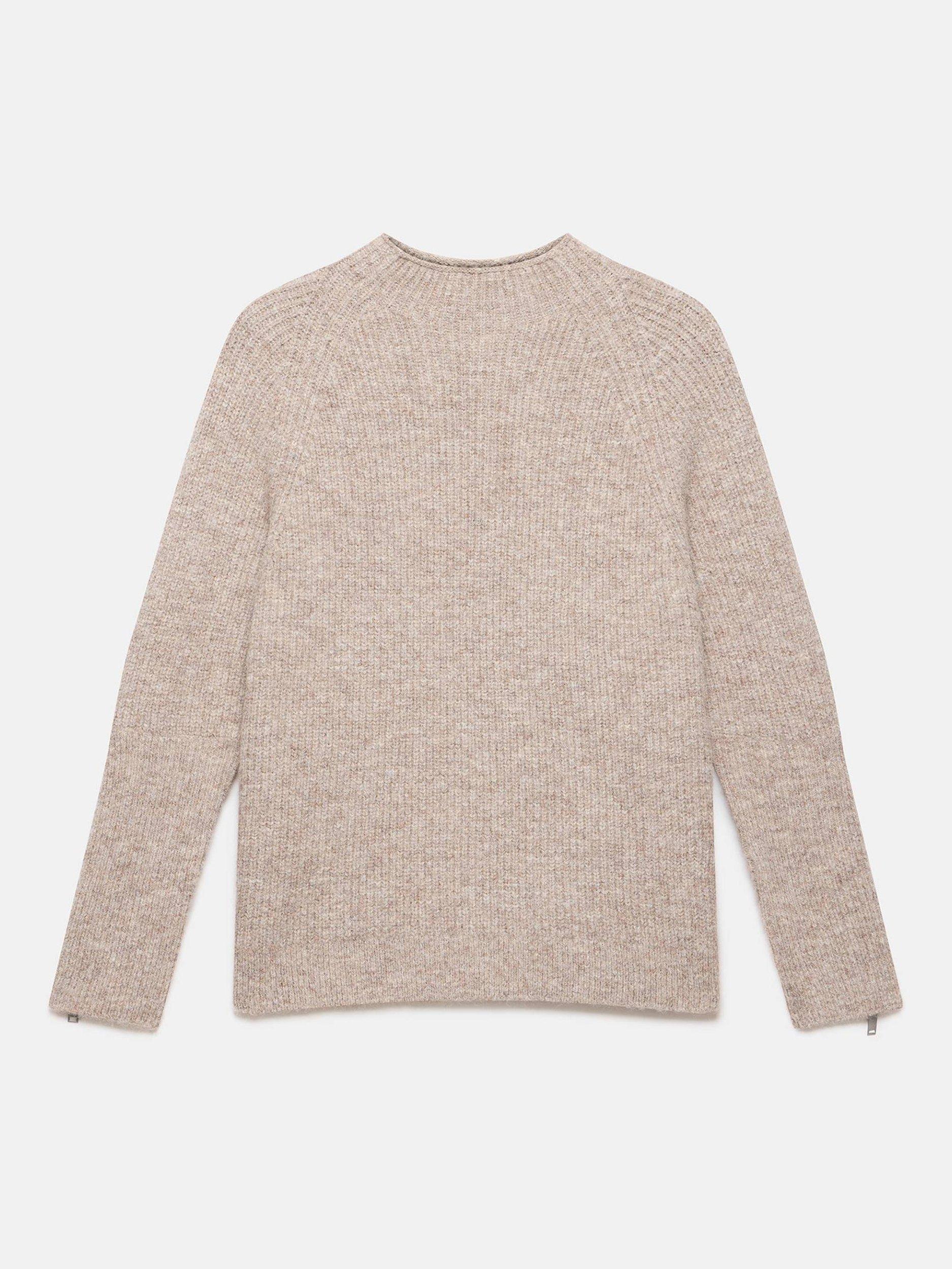 Product image 7 of 8, which shows Mint Velvet Zip Detail High Neck Jumper, Brown Camel, XL