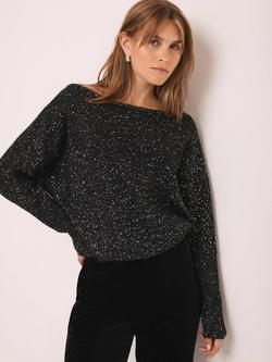 Mint Velvet Sequin Batwing Jumper, Black