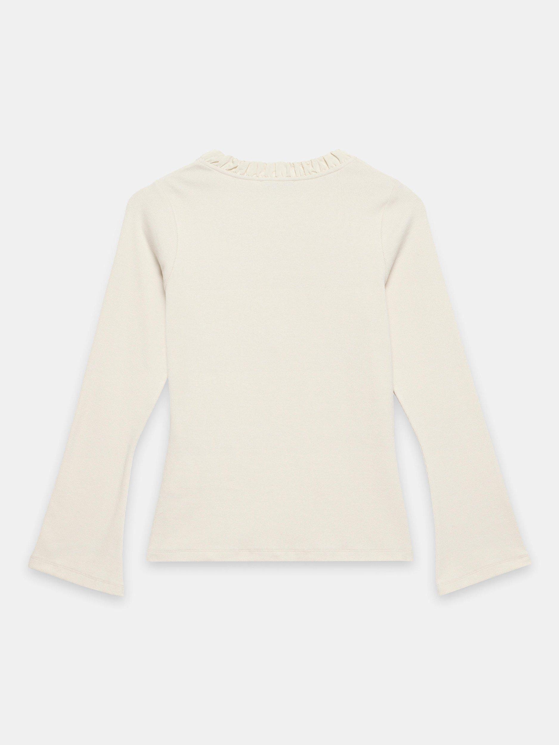 Product image 8 of 8, which shows Mint Velvet Cotton Blend Henley Long Sleeve Button Neck Top, Natural, XS