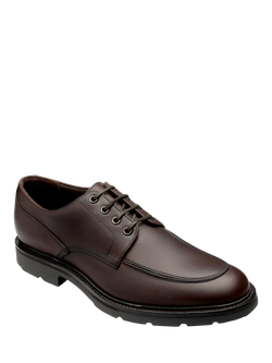 Loake Mowbury Leather Derby Shoes, Dark Brown Waxy - view 2, Dark Brown Waxy