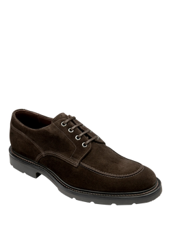 Loake Mowbury Leather Derby Shoes, Dark Brown Suede - view 2, Dark Brown Suede