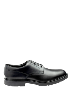 Loake Ryde Leather Derby Shoes, Black Waxy