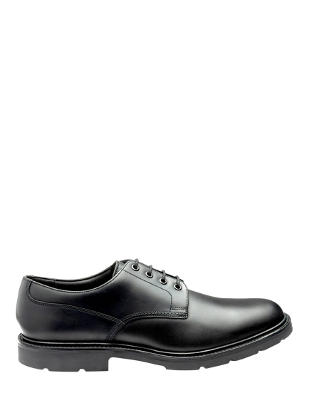 Loake Ryde Leather Derby Shoes, Black Waxy