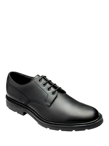 Loake Ryde Leather Derby Shoes - view 2, Black Waxy