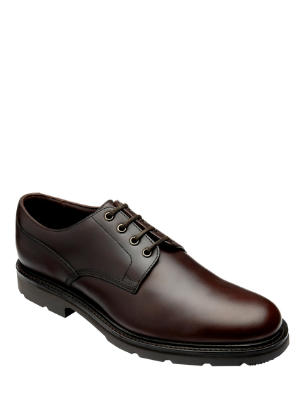 Loake Ryde Leather Derby Shoes - view 2, Brown Waxy
