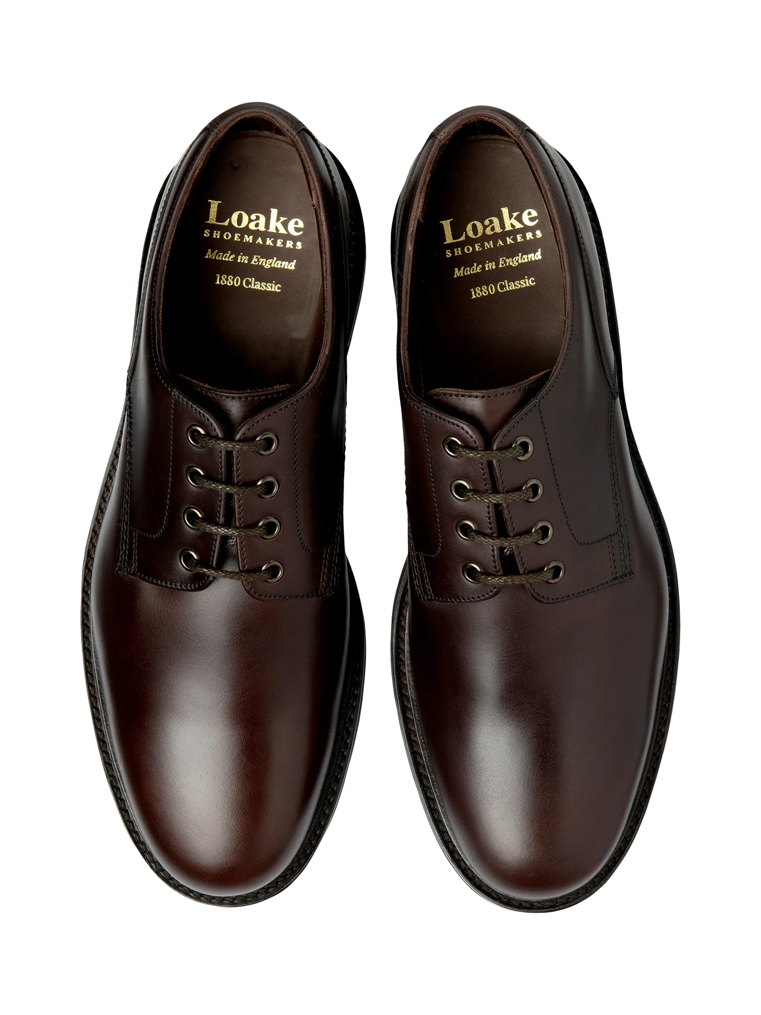 Product image 3 of 3, which shows Loake Ryde Leather Derby Shoes, Brown Waxy, 7