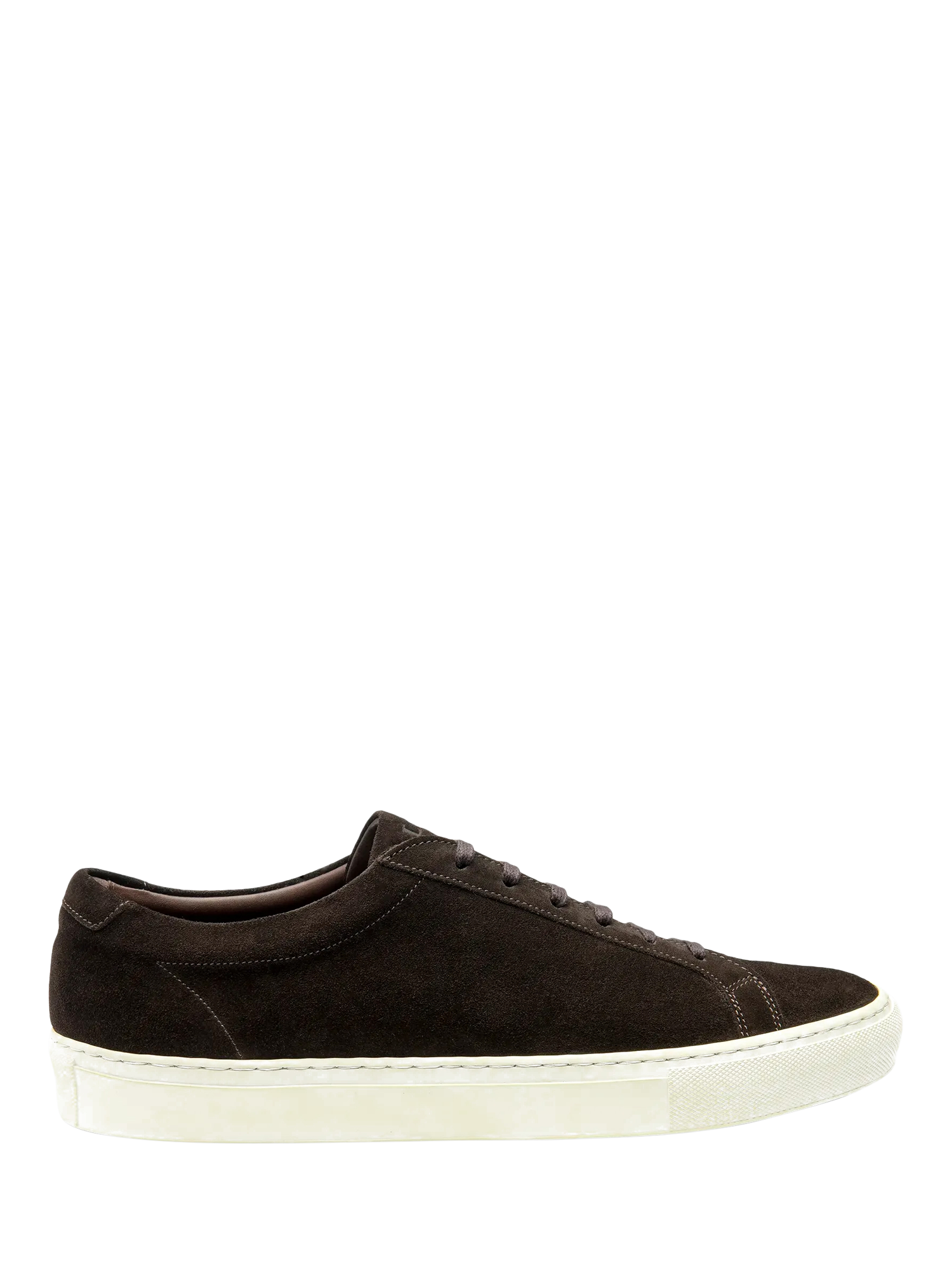 Product image 1 of 3, which shows Loake Sprint Lace Up Suede Trainers, Dark Brown, 6