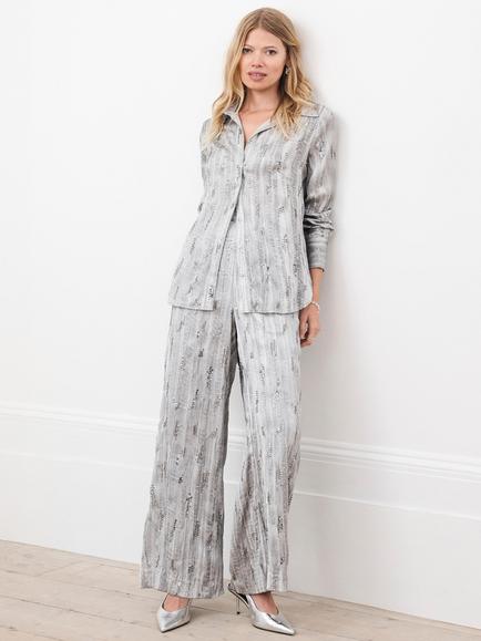 Mint Velvet Tailored Wide Leg Trousers - view 2, Grey