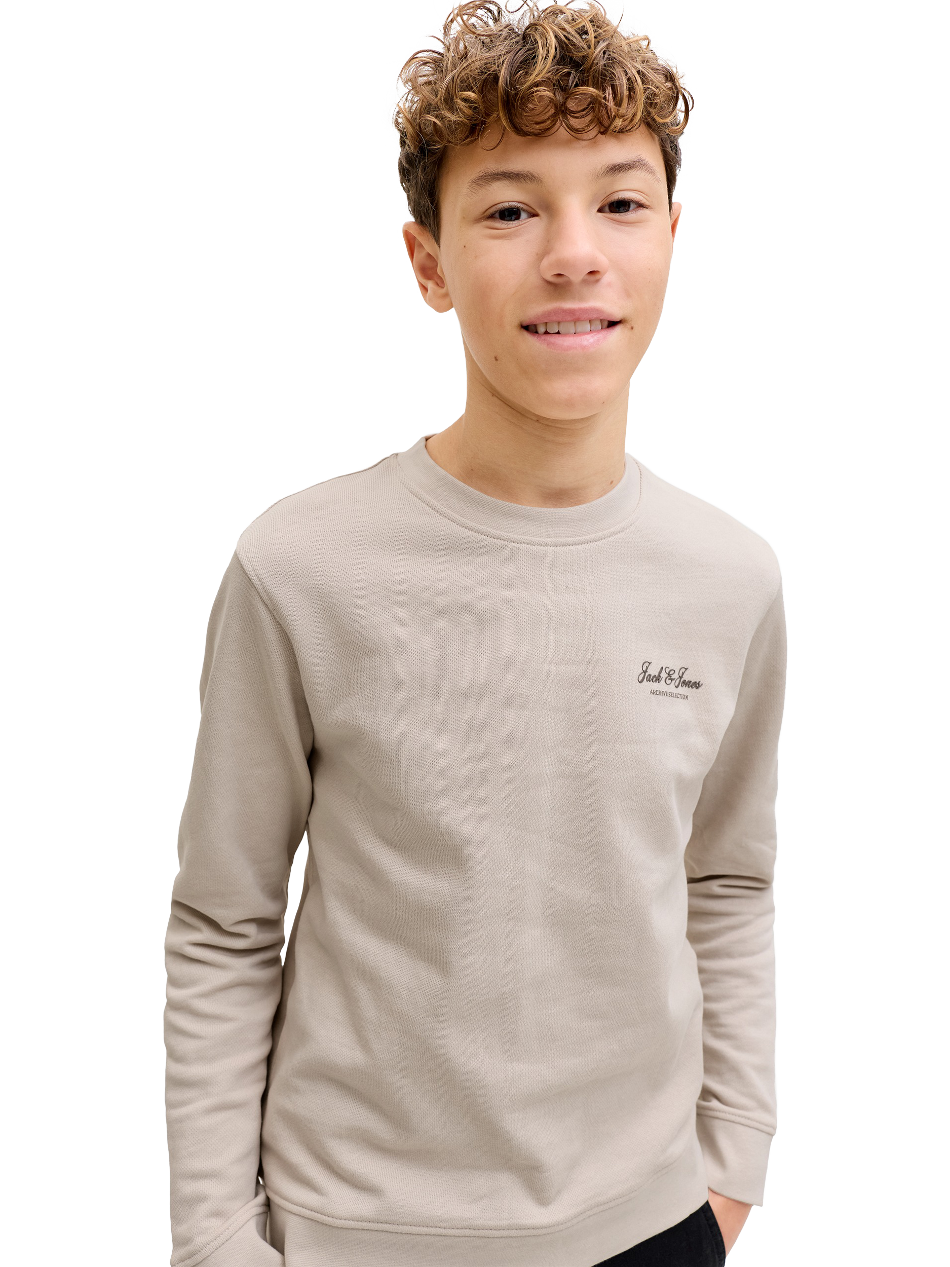 Product image 2 of 6, which shows Jack & Jones Kids' Archive Crew Neck Sweatshirt, Moonbeam, 8 years