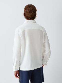 John Lewis Resort Linen Blend Open Collar Shirt, White - view 2, White