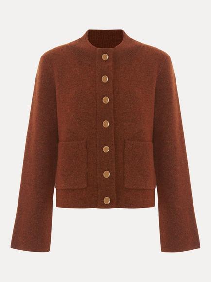 Phase Eight Clara Knitted Jacket, Brown, Brown