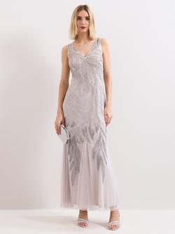 Phase Eight Reina Beaded Maxi Dress, Silver, Silver
