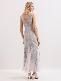 Phase Eight Reina Beaded Maxi Dress, Silver - view 2, Silver