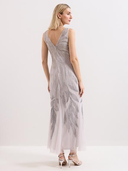 Phase Eight Reina Beaded Maxi Dress, Silver - view 2, Silver