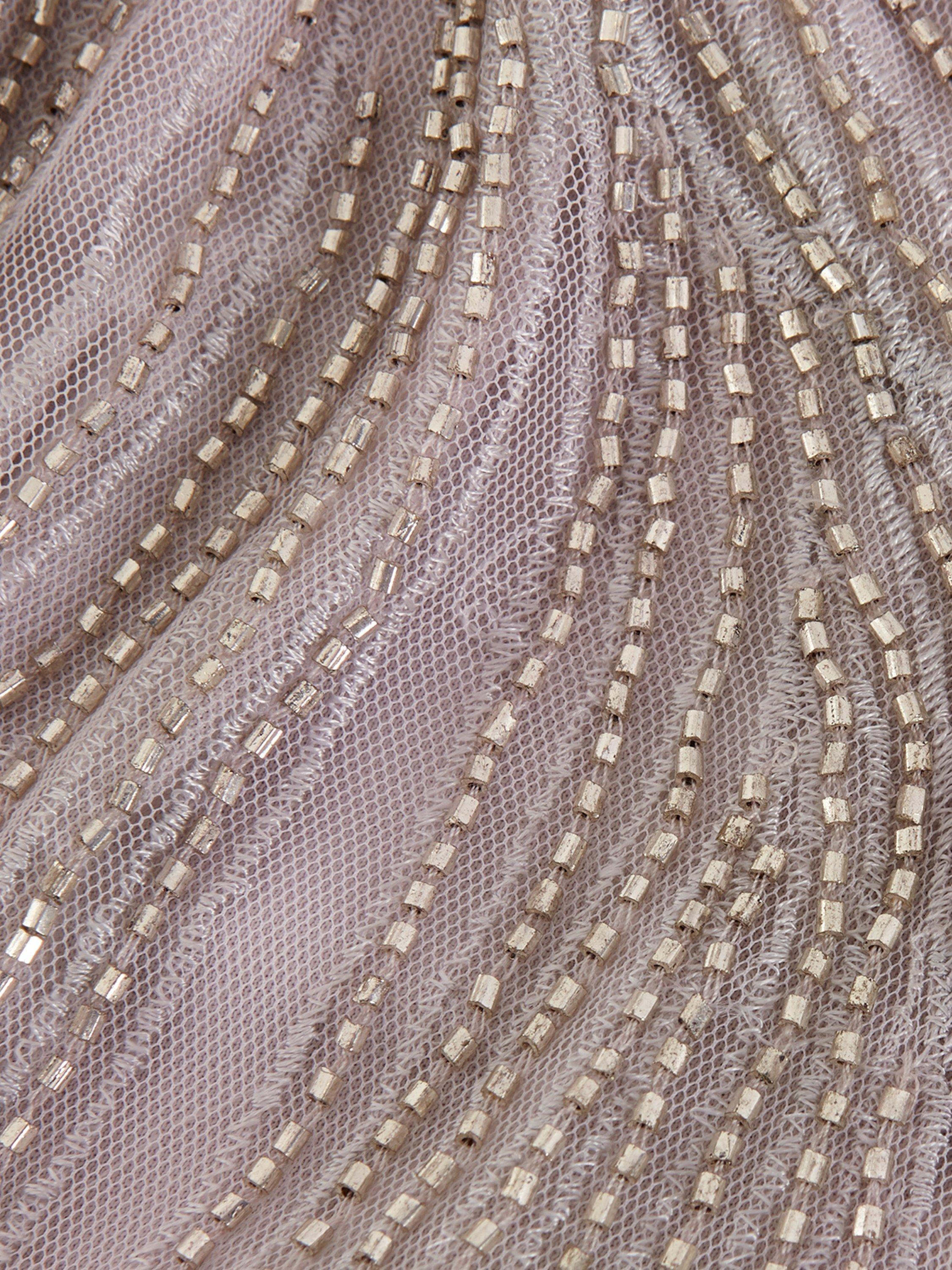 Product image 6 of 9, which shows Phase Eight Reina Beaded Maxi Dress, Silver, 6